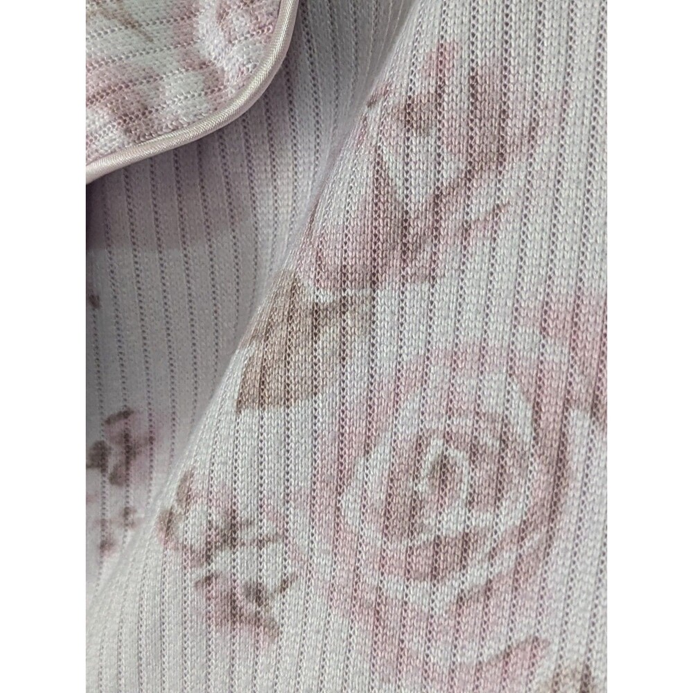 Laura Ashley Pajama Set Top Pants Womens 2X White Pink Floral Stretch Rib Knit - Picture 4 of 8